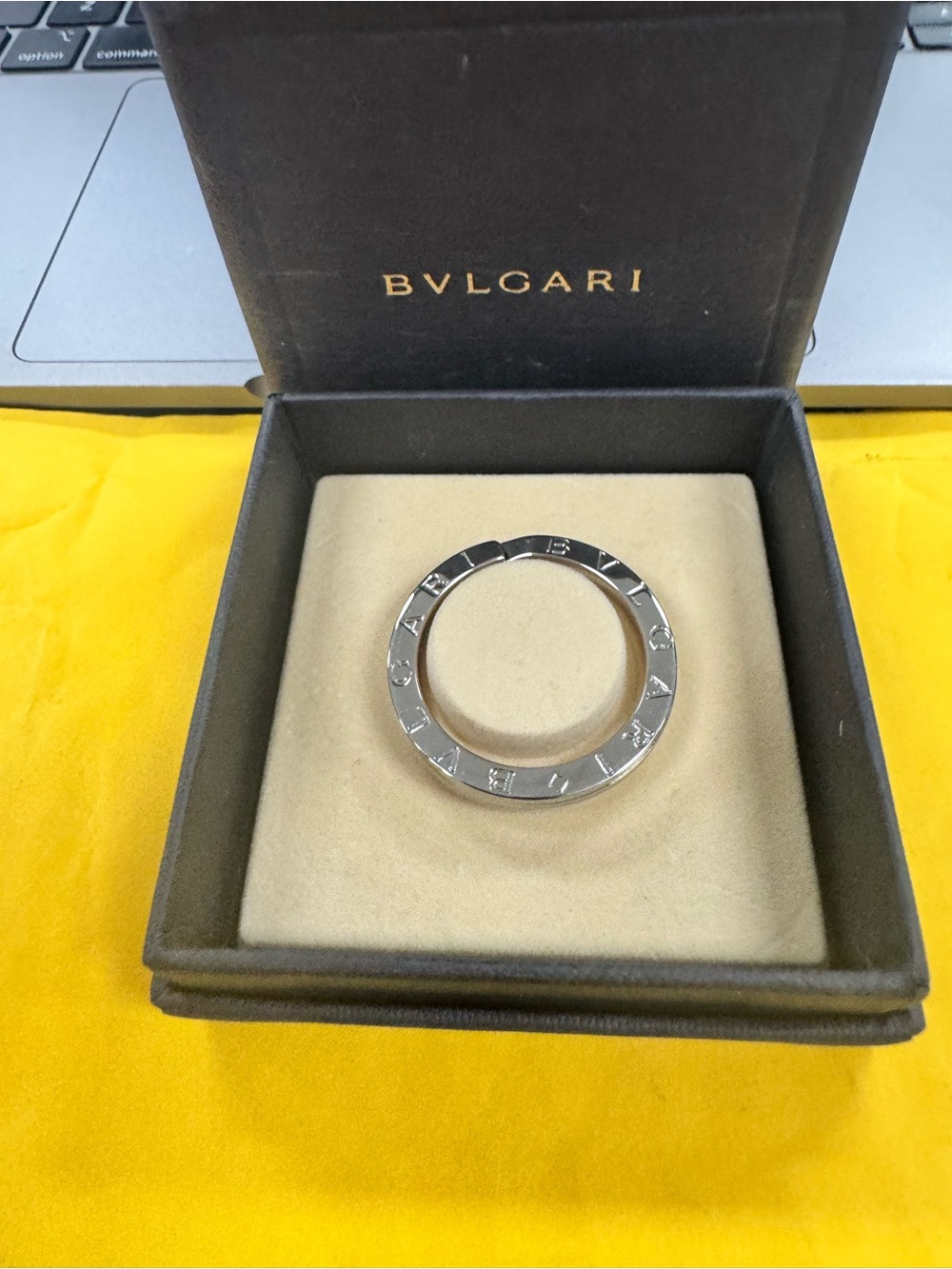 BVLGARI Stainless Steel Logo Ring with Box - Silver
